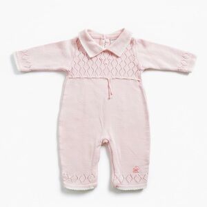 Babycottons Newborn Baby Pink Pointelle Knit Cotton Romper Playsuit Outfit